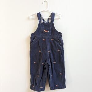 Kitestrings Overalls Boys Sz 24m Fox Embroidered Navy Hartstrings Cute